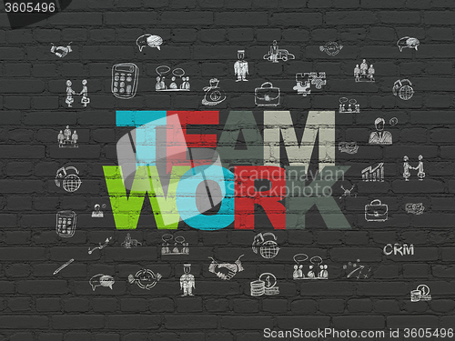 Image of Finance concept: Teamwork on wall background