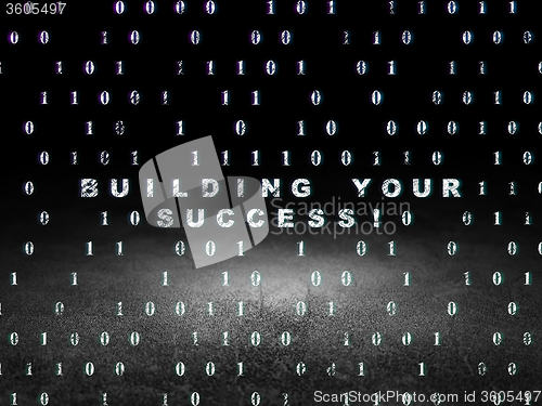 Image of Business concept: Building your Success! in grunge dark room