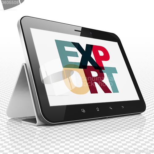 Image of Business concept: Tablet Computer with Export on  display