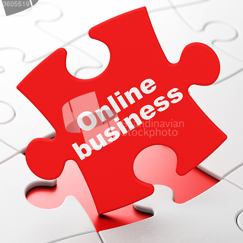 Image of Finance concept: Online Business on puzzle background