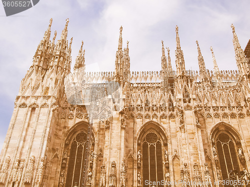 Image of Retro looking Milan cathedral