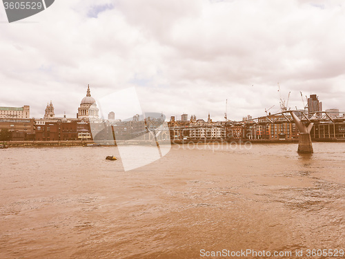 Image of Retro looking River Thames in London