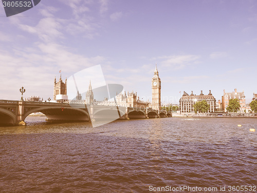 Image of Retro looking Houses of Parliament in London