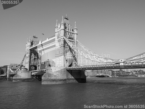 Image of Black and white Tower Bridge in London