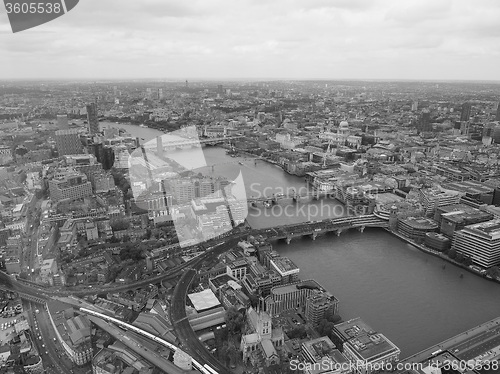 Image of Black and white Aerial view of London