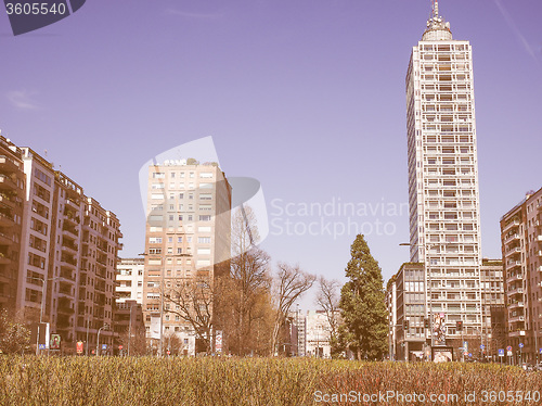 Image of Retro looking Piazza Repubblica in Milan