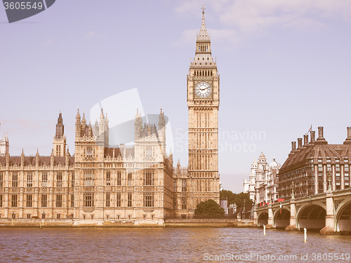 Image of Retro looking Houses of Parliament in London