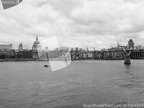 Image of Black and white River Thames in London