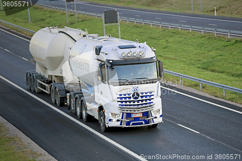 Image of White Mercedes-Benz Arocs For Cement Haul on Motorway