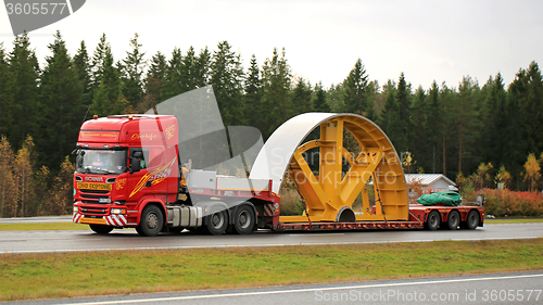 Image of Scania R730 Hauls Industrial Object as Exceptional Load