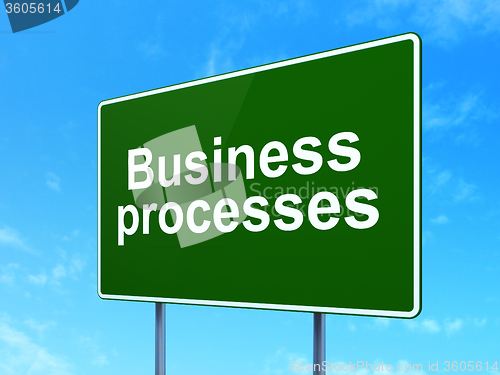 Image of Finance concept: Business Processes on road sign background