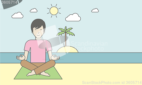 Image of Asian man meditating