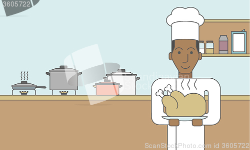 Image of Cook with chicken