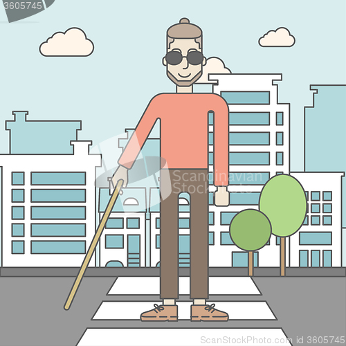 Image of Blind man with stick.