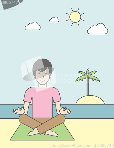 Image of Asian man meditating