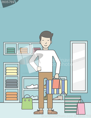Image of Man in clothing store.
