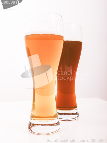 Image of Retro looking Two glasses of German beer