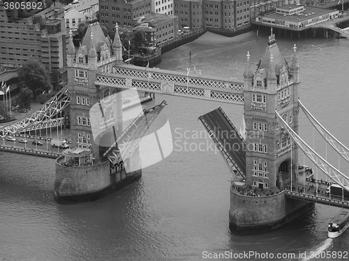 Image of Black and white Aerial view of London