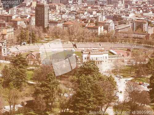 Image of Retro looking Milan aerial view