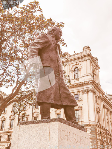 Image of Retro looking Churchill statue in London