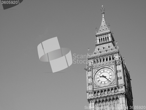 Image of Black and white Big Ben in London