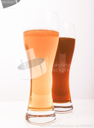 Image of Retro looking Two glasses of German beer