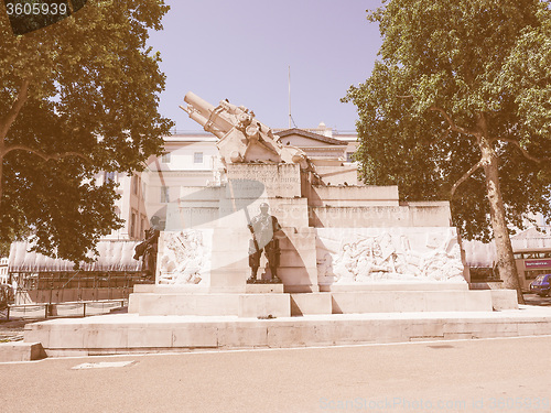 Image of Retro looking Royal artillery memorial in London