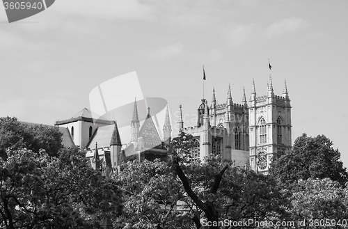 Image of Black and white Westminster Abbey in London