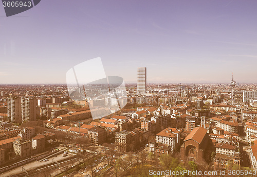 Image of Retro looking Milan aerial view