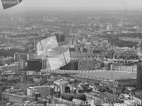Image of Black and white Aerial view of London
