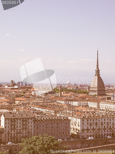 Image of Retro looking Aerial view of Turin