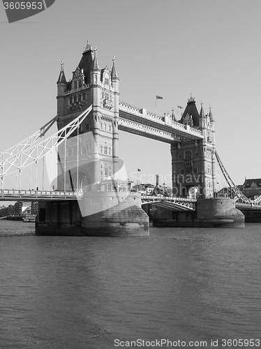 Image of Black and white Tower Bridge in London