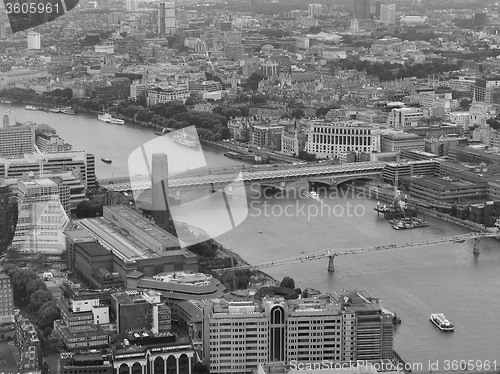 Image of Black and white Aerial view of London