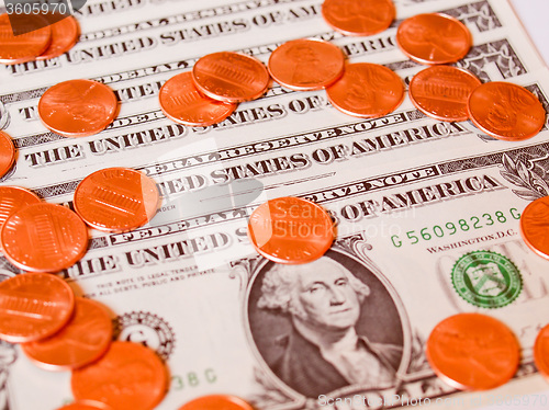 Image of Retro look Dollar coins and notes