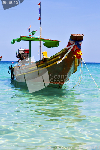 Image of boat prow asia in the  kho tao bay isle white  beach     