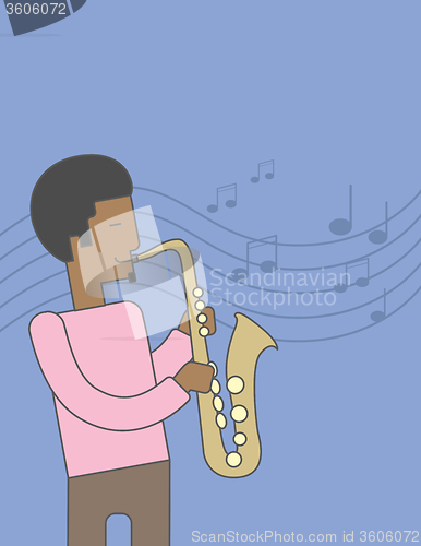 Image of Saxophonist african man.