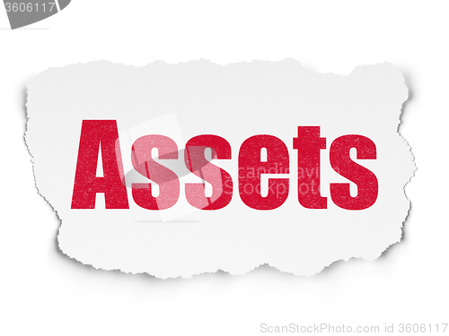 Image of Money concept: Assets on Torn Paper background