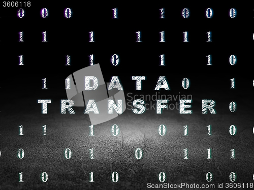 Image of Data concept: Data Transfer in grunge dark room