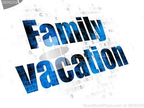 Image of Tourism concept: Family Vacation on Digital background