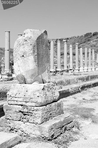 Image of perge old construction in asia turkey the column  and the roman 