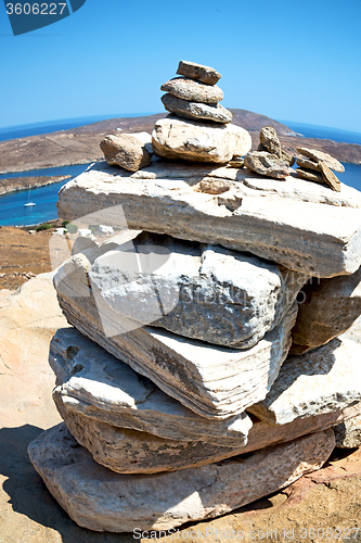 Image of bush   in delos greece the historycal acropolis and old ruin sit