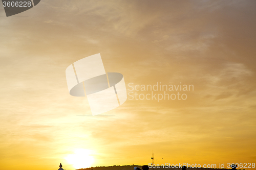 Image of light  the sunrise in  colored sky white  