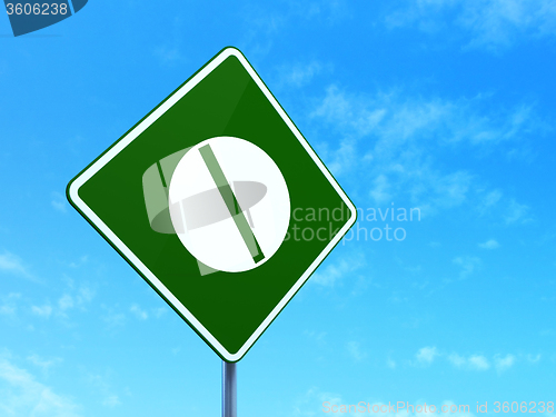 Image of Medicine concept: Pill on road sign background