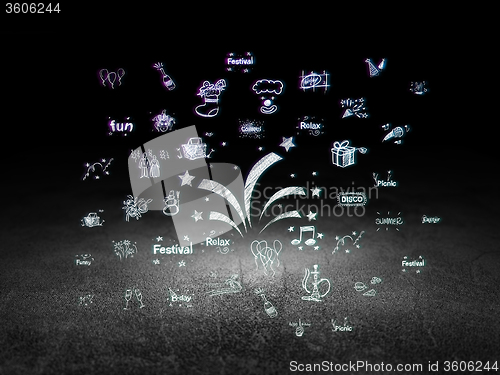 Image of Holiday concept: Fireworks in grunge dark room