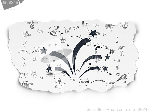 Image of Entertainment, concept: Fireworks on Torn Paper background