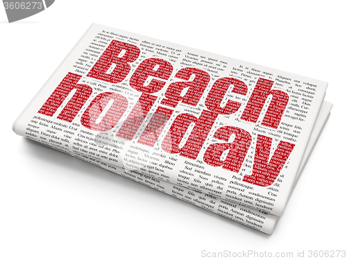 Image of Tourism concept: Beach Holiday on Newspaper background