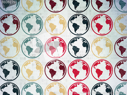 Image of Studying concept: Globe icons on Digital Paper background
