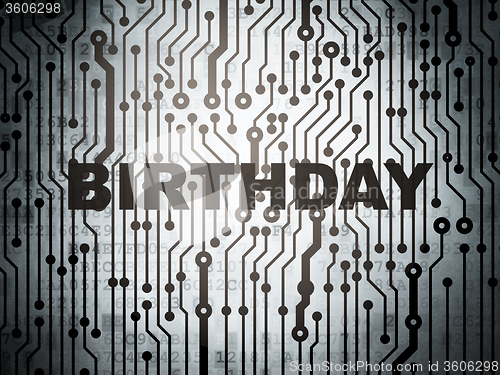 Image of Entertainment, concept: circuit board with Birthday