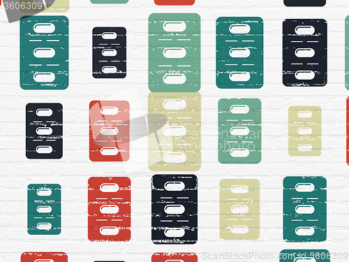 Image of Healthcare concept: Pills Blister icons on wall background