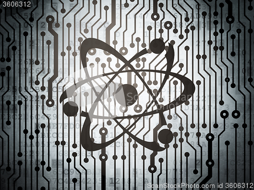 Image of Science concept: circuit board with Molecule